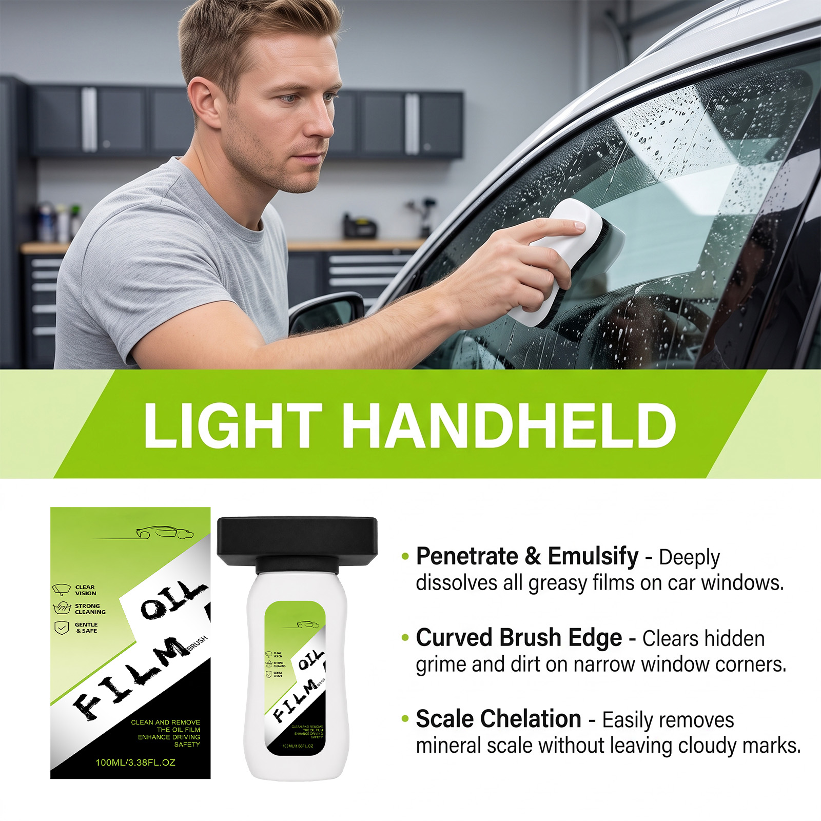 Glass Oil Film Cleaning Brush Automobile Windshield Window Maintenance Decontamination Renovation Portable Cleaner Tool
