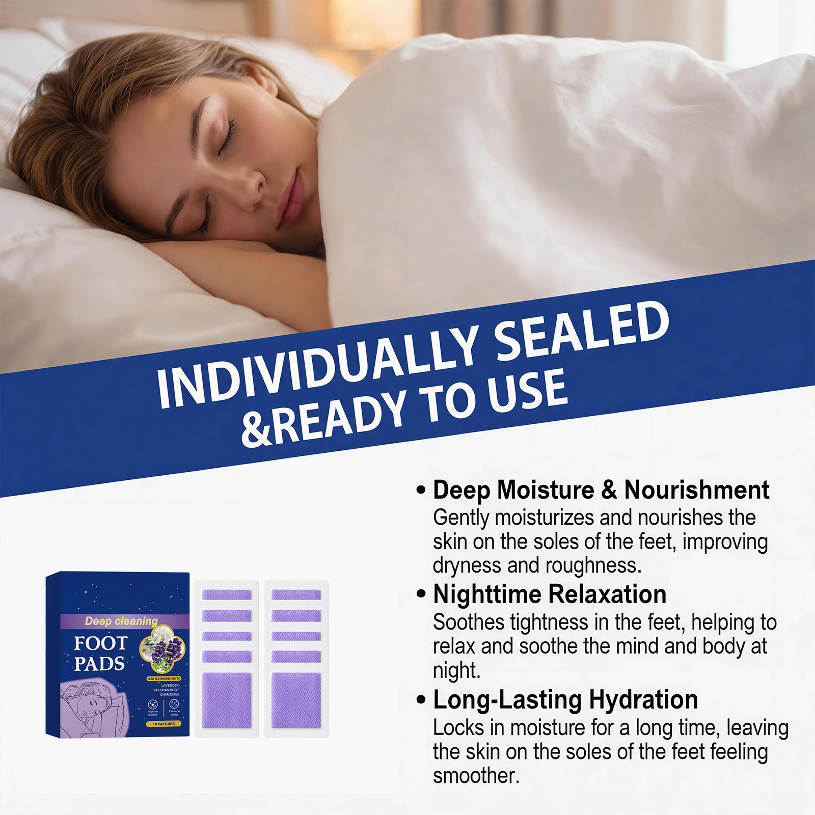 Sleep Care Foot Patch Night Comfort Soft Skin Friendly Breathable Daily Home Care