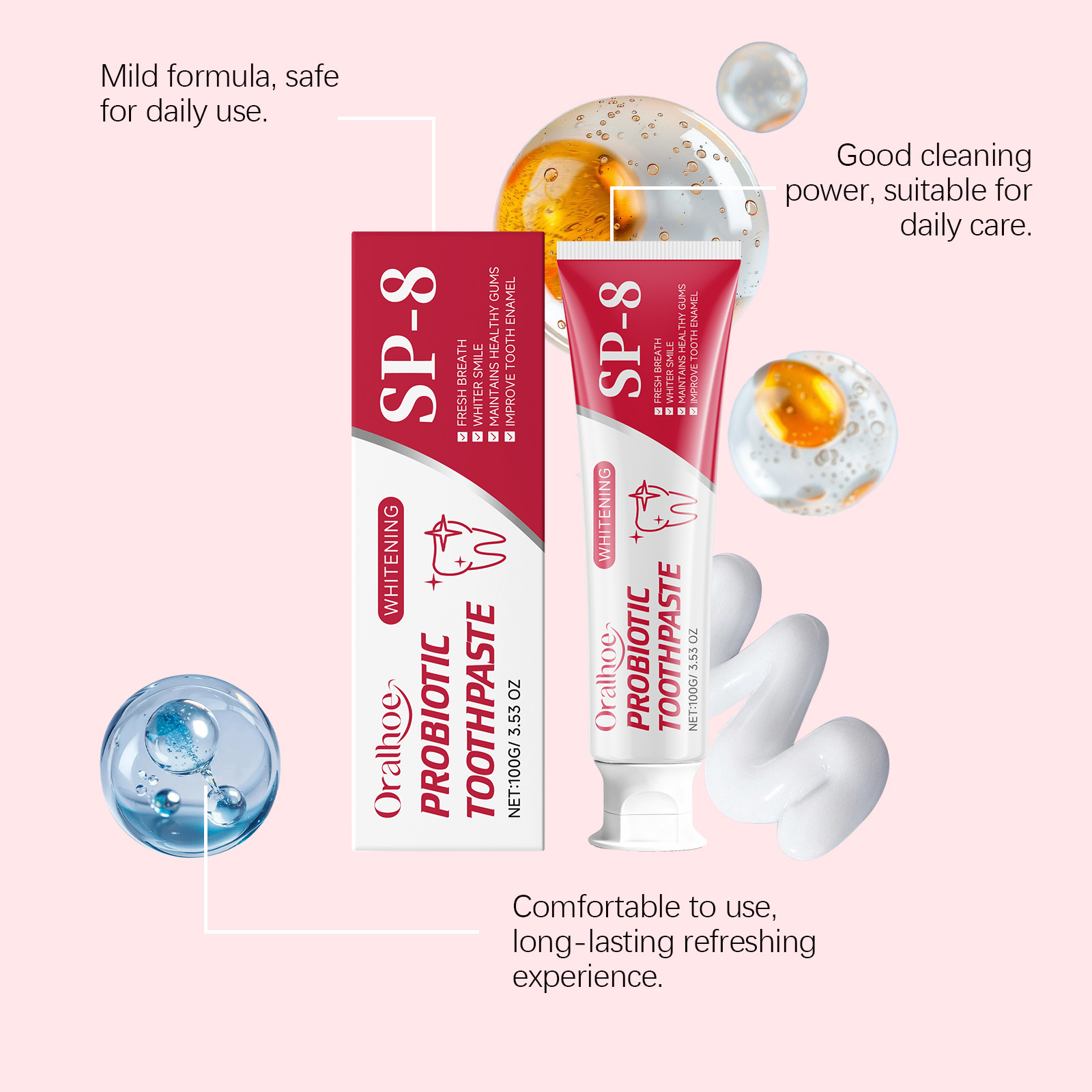 Toothpaste Daily Cleans Teeth Oral Residues Freshens Breath Protects Teeth Bright Mild Comfortable