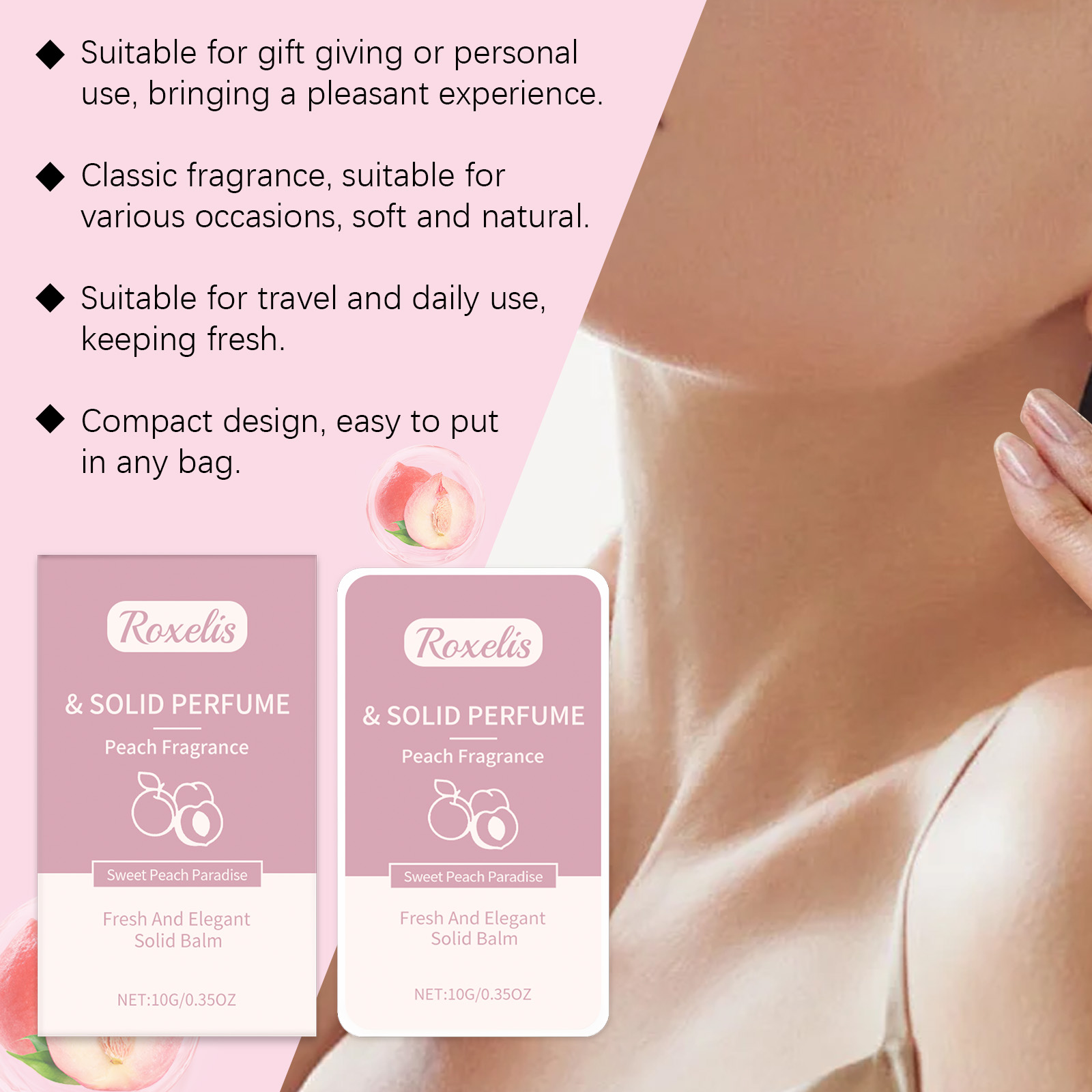 Peach Solid Perfume Fresh Fruity Light Scent Long Lasting Portable Solid Balm Fruity Fragrance