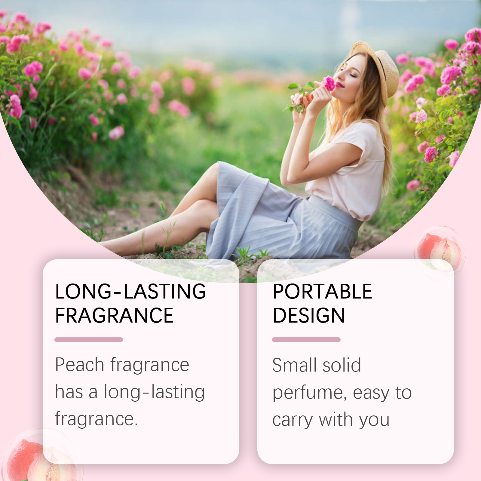 Peach Solid Perfume Fresh Fruity Light Scent Long Lasting Portable Solid Balm Fruity Fragrance