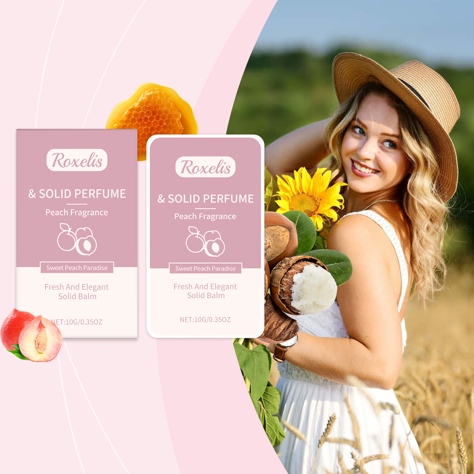 Peach Solid Perfume Fresh Fruity Light Scent Long Lasting Portable Solid Balm Fruity Fragrance