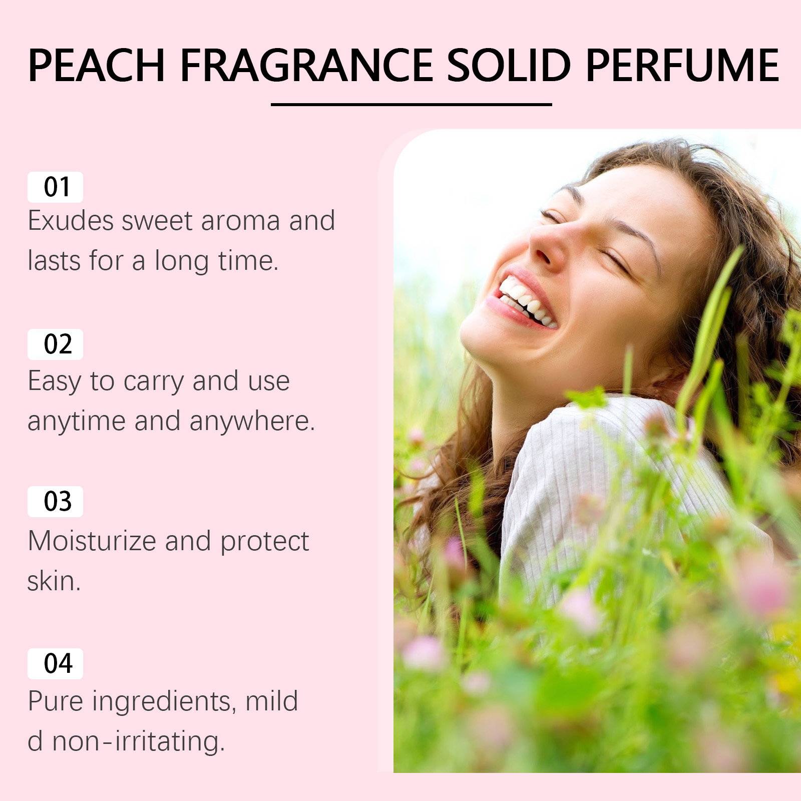 Peach Solid Perfume Fresh Fruity Light Scent Long Lasting Portable Solid Balm Fruity Fragrance
