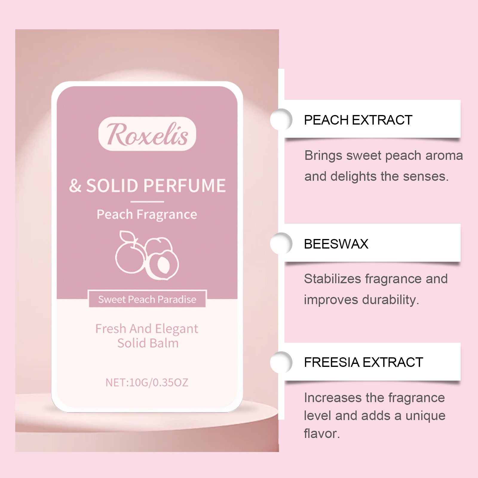 Peach Solid Perfume Fresh Fruity Light Scent Long Lasting Portable Solid Balm Fruity Fragrance
