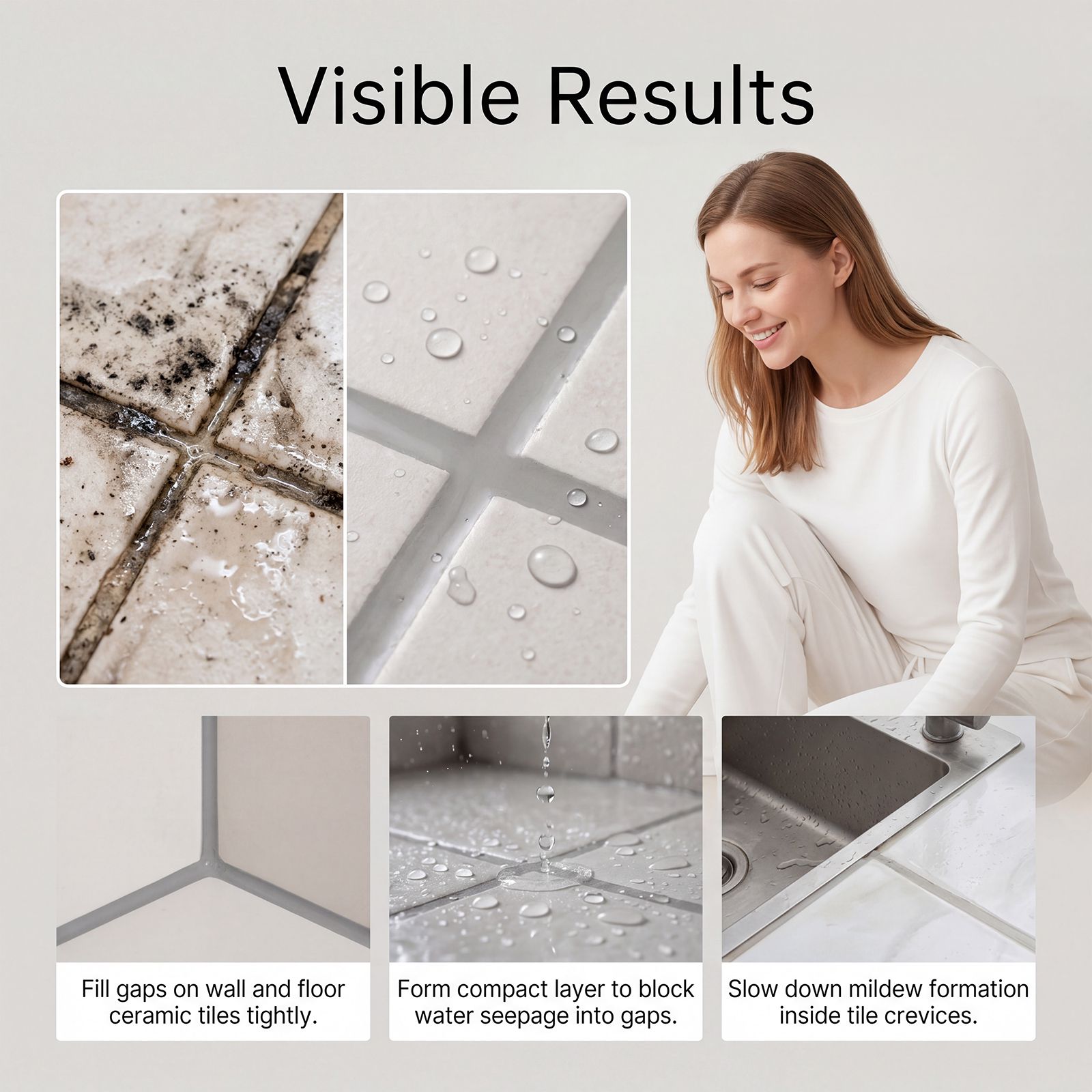Tile Grout Filler Light Gray For Bathroom Kitchen Floor Joint Sealing And Repair