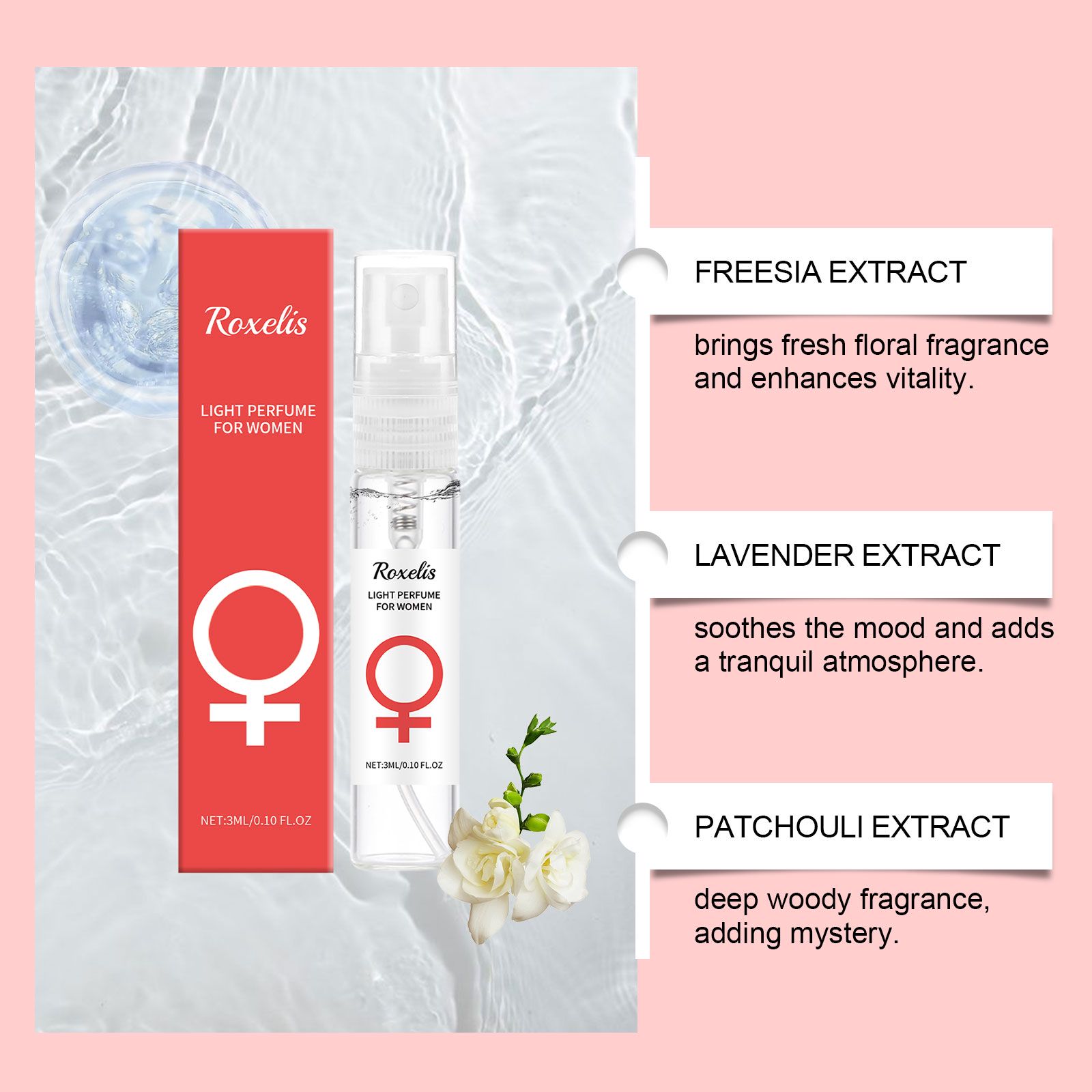 Women Perfume Freesia Lavender Patchouli Long Lasting Fresh Portable Cologne 3ml