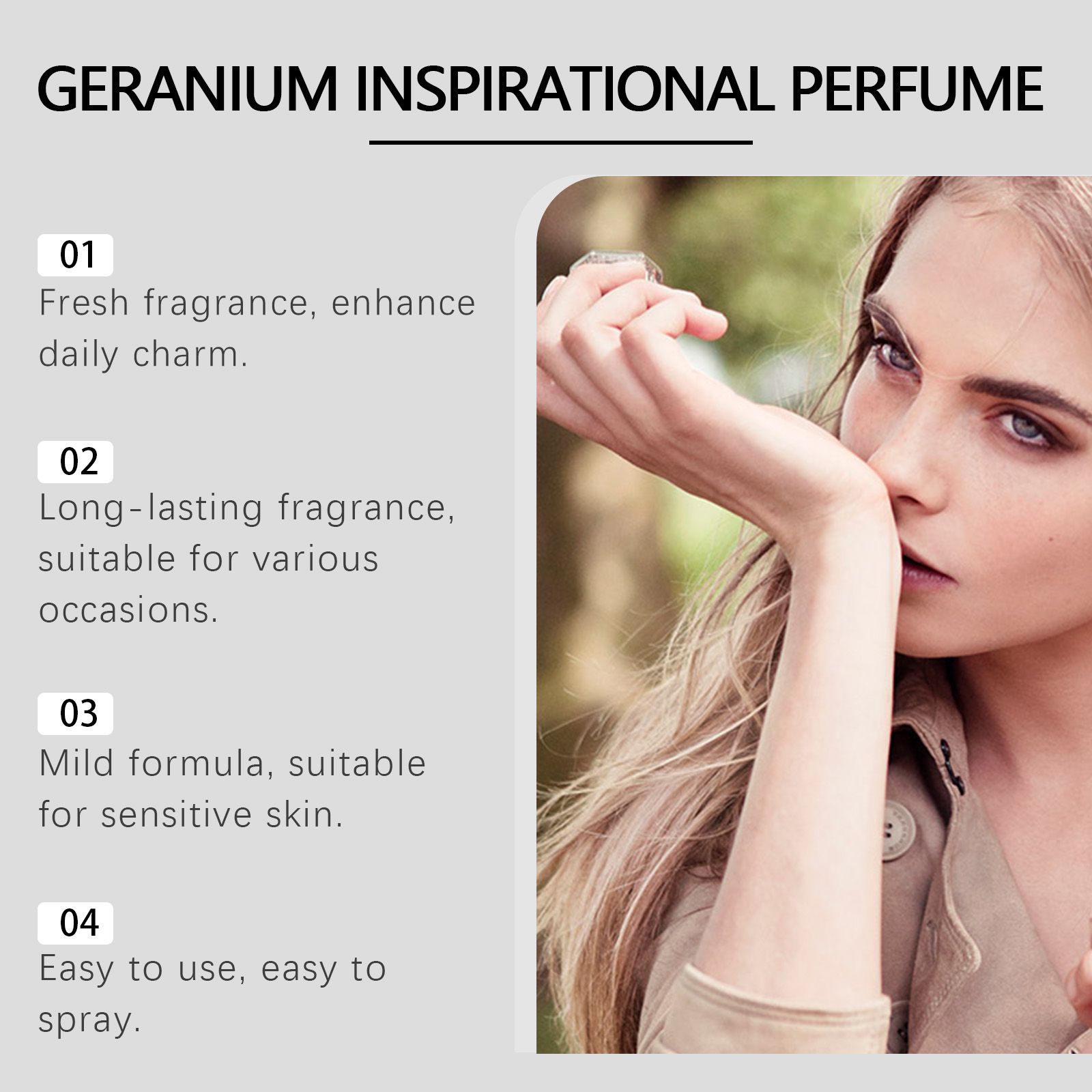 Geranium Inspiring Perfume Woody Floral Long Lasting Elegant For Daily Wear