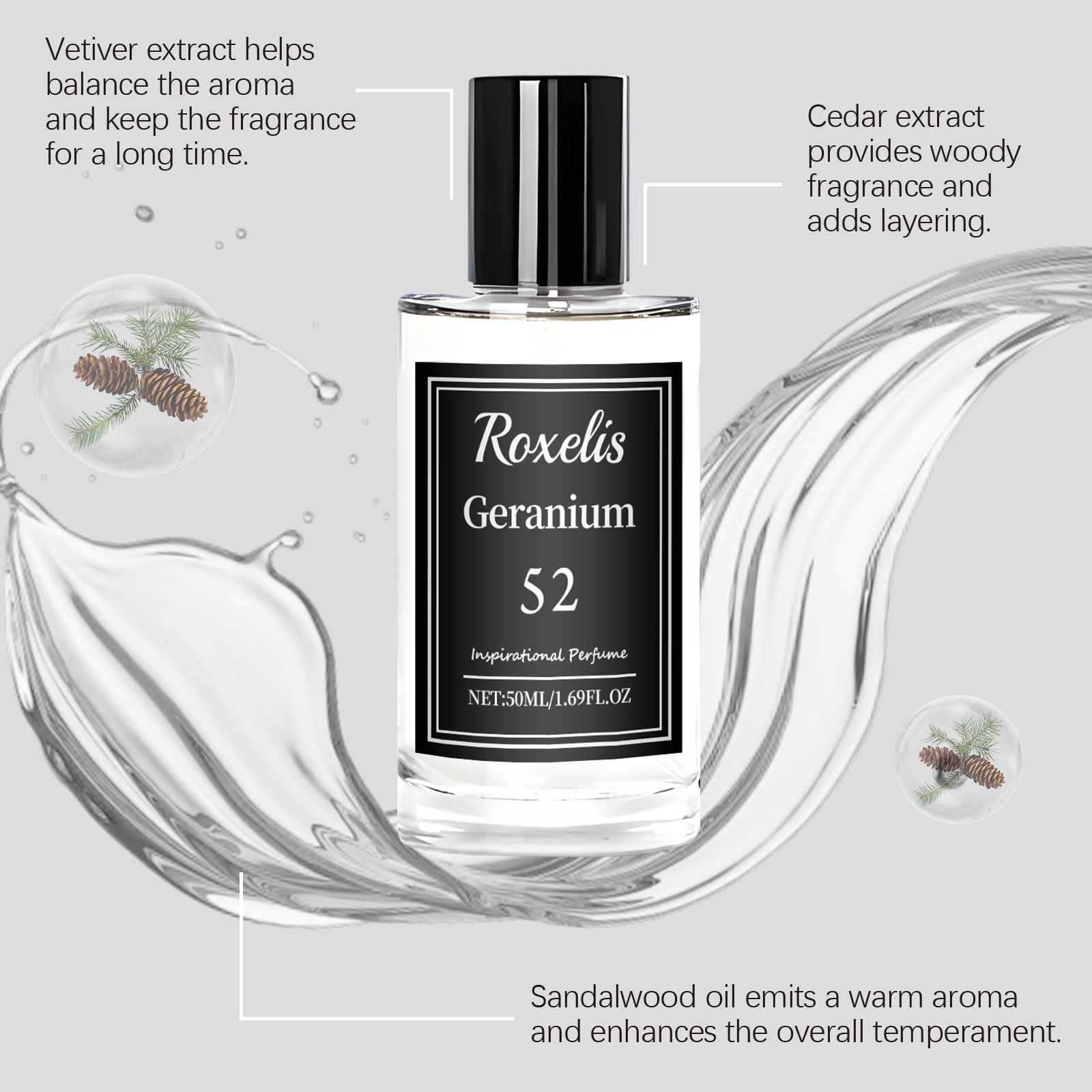 Geranium Inspiring Perfume Woody Floral Long Lasting Elegant For Daily Wear