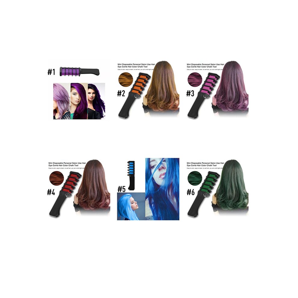 6 Colors Hair Dye Comb Brush Personal Salon Temporary Crayons Hair Dyeing Tool