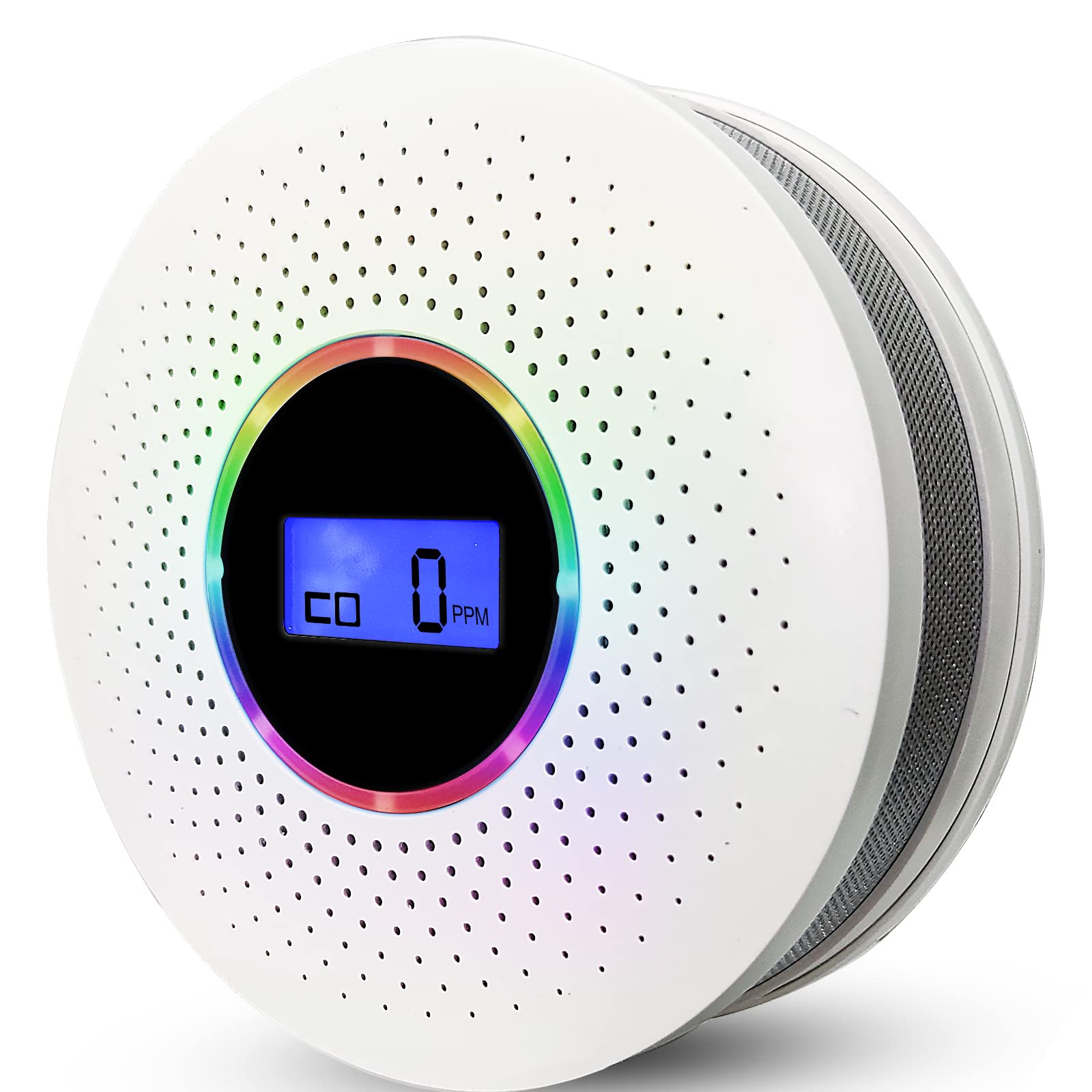 (Black) Carbon Smoke Monoxide Alarm Detector with Dual Sensor Digital Display and Sound Warning Combination CO Smoke Alarm Detector for Home School Office Safety