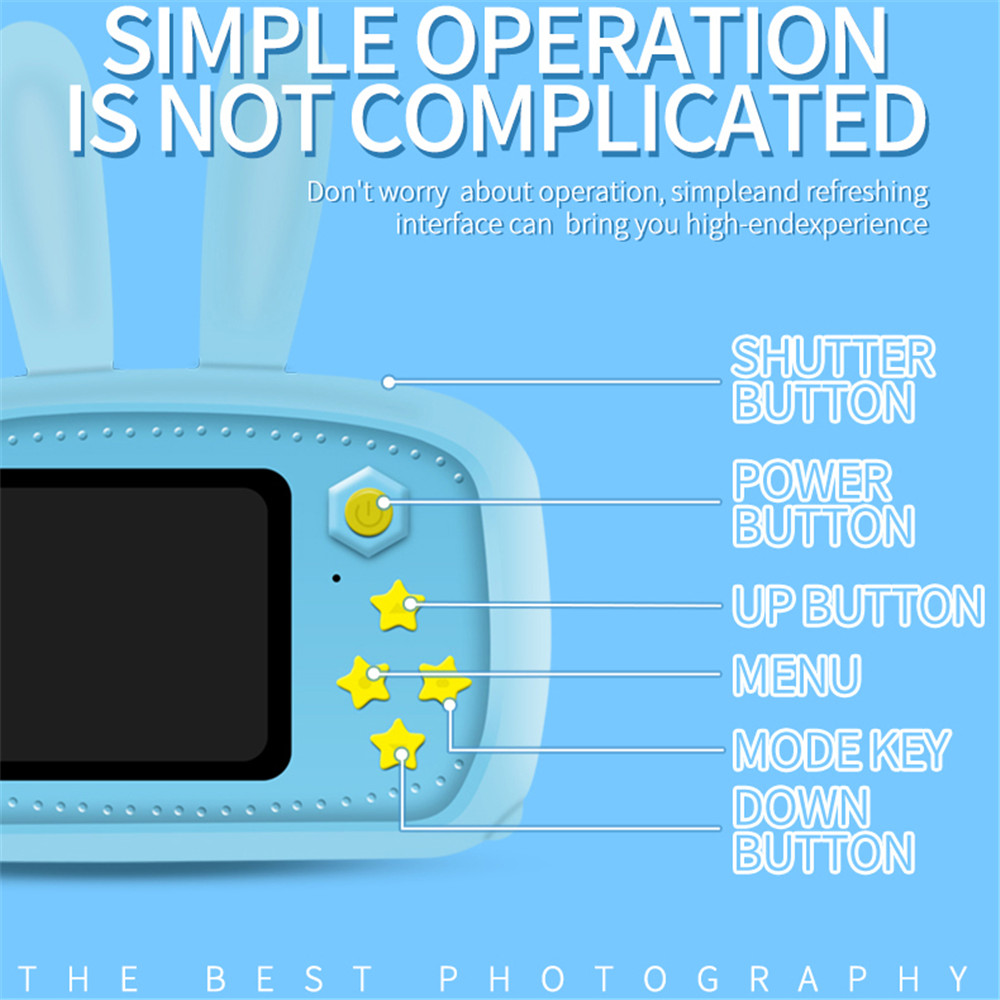 (Yellow) Kids Digital Camera HD Screen Camera Video Toys Kids Portable Cute Cartoon Camera HD 1080P for Outdoor Photography Activity Kids Birthday Chrsitmas Gift