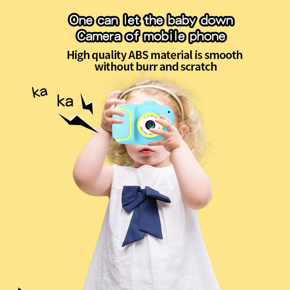 (Yellow) 1080P Kids Digital Camera Cartoon Cute Video Recorder Toy Outdoor Photography Camera with 32GB SD Card Gift for Boys and Girls