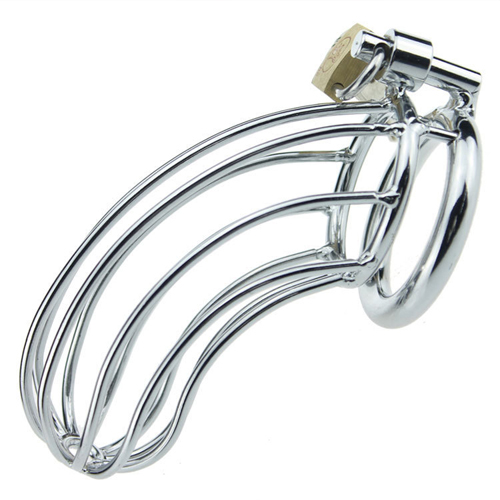 Male Stainless Steel Cock Cage Lockable Bondage Adult Sex Toys for SM Sex Game Men Penis Cock Ring Sleeve Lock Male Chastity Device