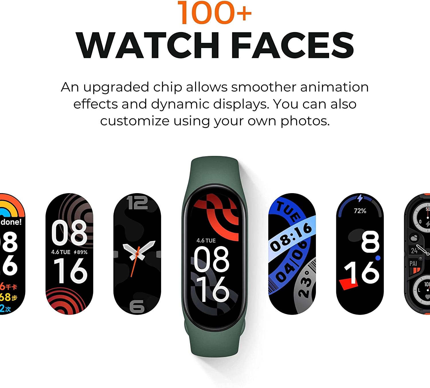 Xiaomi Mi Band 7 Smart Bracelet Waterproof Fitness Tracker Band Women Sports Activity Trackers Bluetooth Smart Watch for iOS Android with Blood Oxygen Fitness Traker eart Rate Sleep Monitor 6 Color AMOLED Screen
