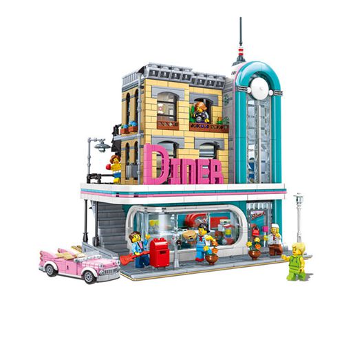 City Street View Restaurant Building Blocks Childrens Toys Boys And Girls Gifts
