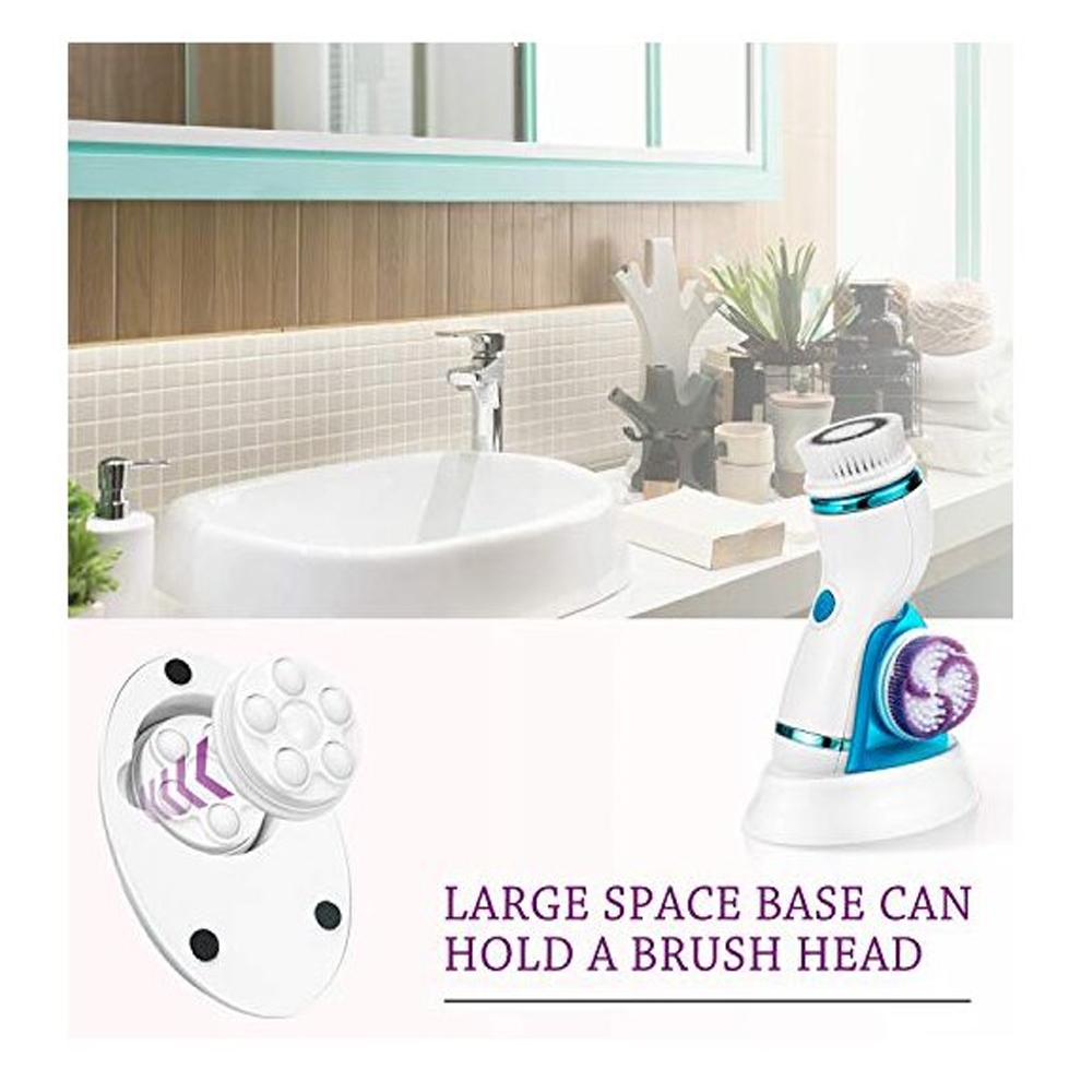 Facial Cleansing Brush Rechargeable Face Brush Set IPX65 Waterproof Electric Rotating Face Scrubber for Deep Cleaning Exfoliating Blackhead Removing