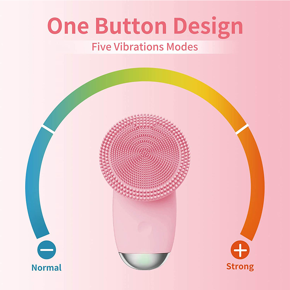(Pink) Facial Cleansing Brush Electric Silicone Makeup Remover Face Skin Care Tools Waterproof Ultrasonic Sonic Cleanser Cleans Pores Facial Beauty Massager