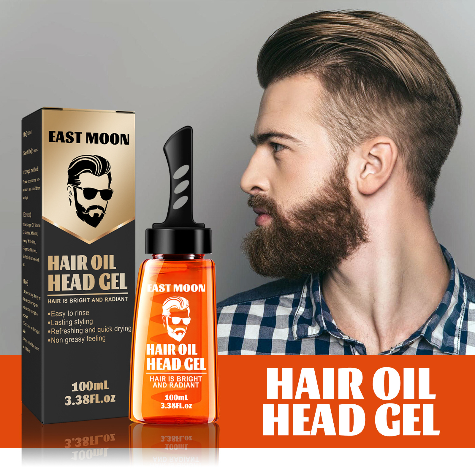 Hair Wax Gel with Comb Hair Styling Gel Hair Oil for Men Hair Styling Solution Long Lasting Strong Hold