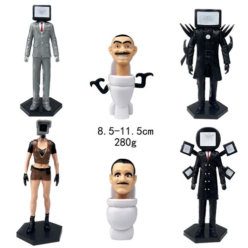 6pcs Skibidi Battle Action Figures Set Character Action Figure Model for Kids Birthday Party Cake Topper Halloween Parties Decoration