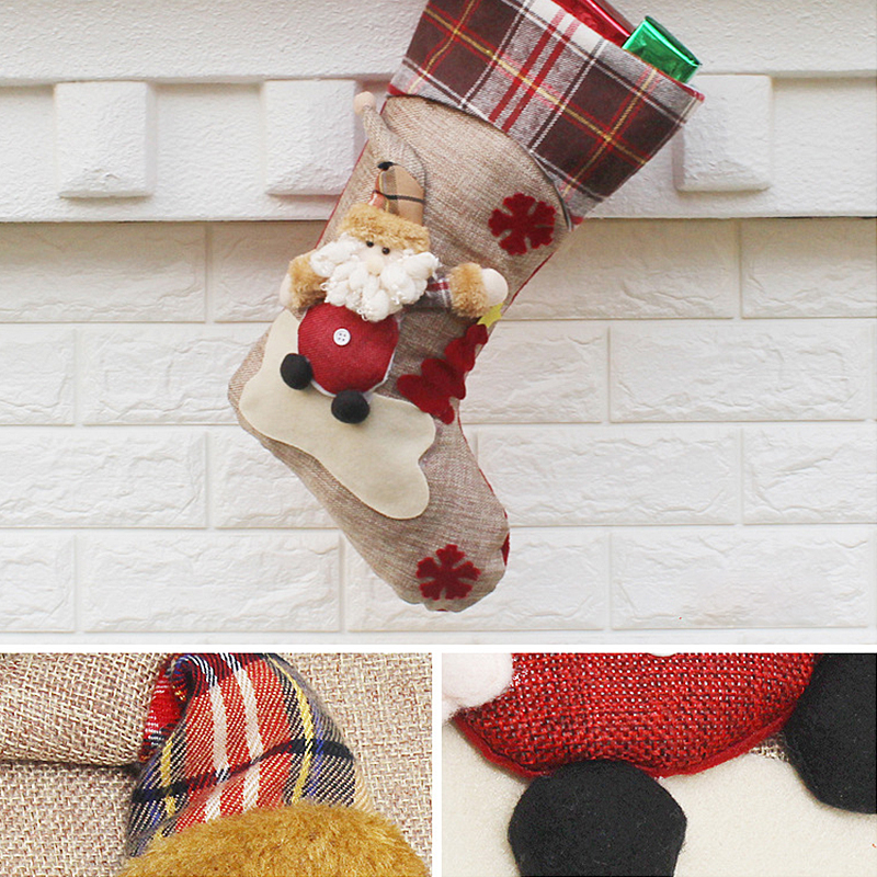(Santa Claus) Christmas Stockings Xmas Tree Decoration Ornaments Pendant Large Boots Children New Year Candy Bag Santa Claus Gift Socks