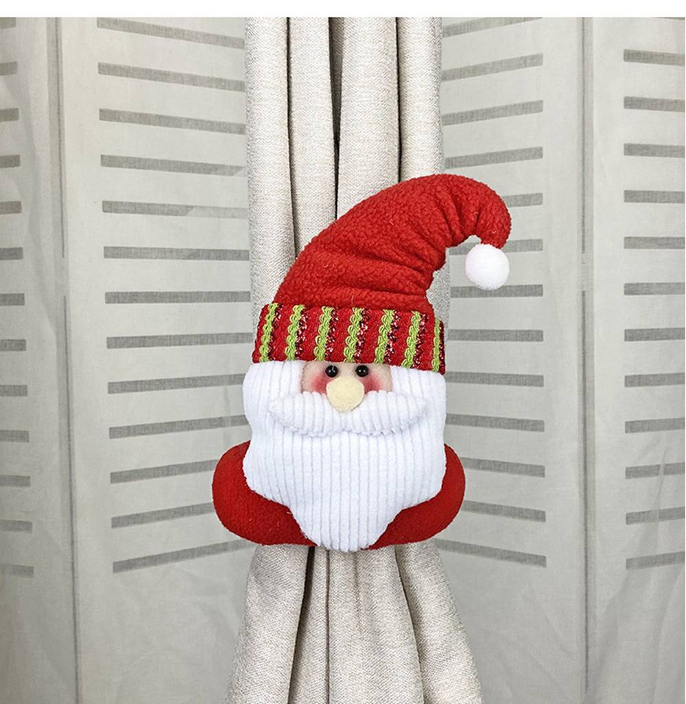 (1PCS Santa Claus) 2PCS 3D Christmas Curtain Tiebacks Dolls Curtain Buckle Holdbacks Curtain Clips Curtain Tie backs Window Strap Buckle Holder Xmas Santa Claus Snowman Window Home Decoration Decors Ornaments