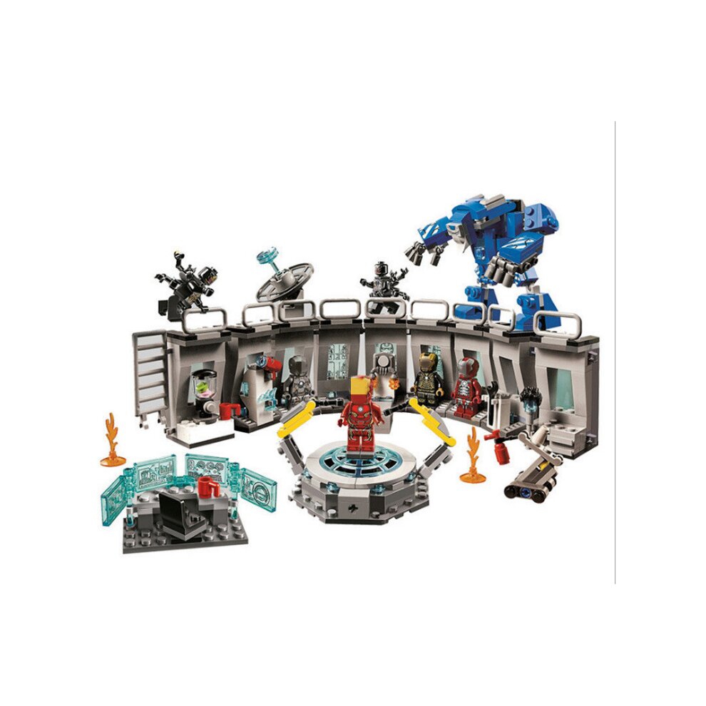 560pcs Marvel Avengers Iron Man Metal Suit Showroom Building Blocks Minifigures Set Fit for Lego