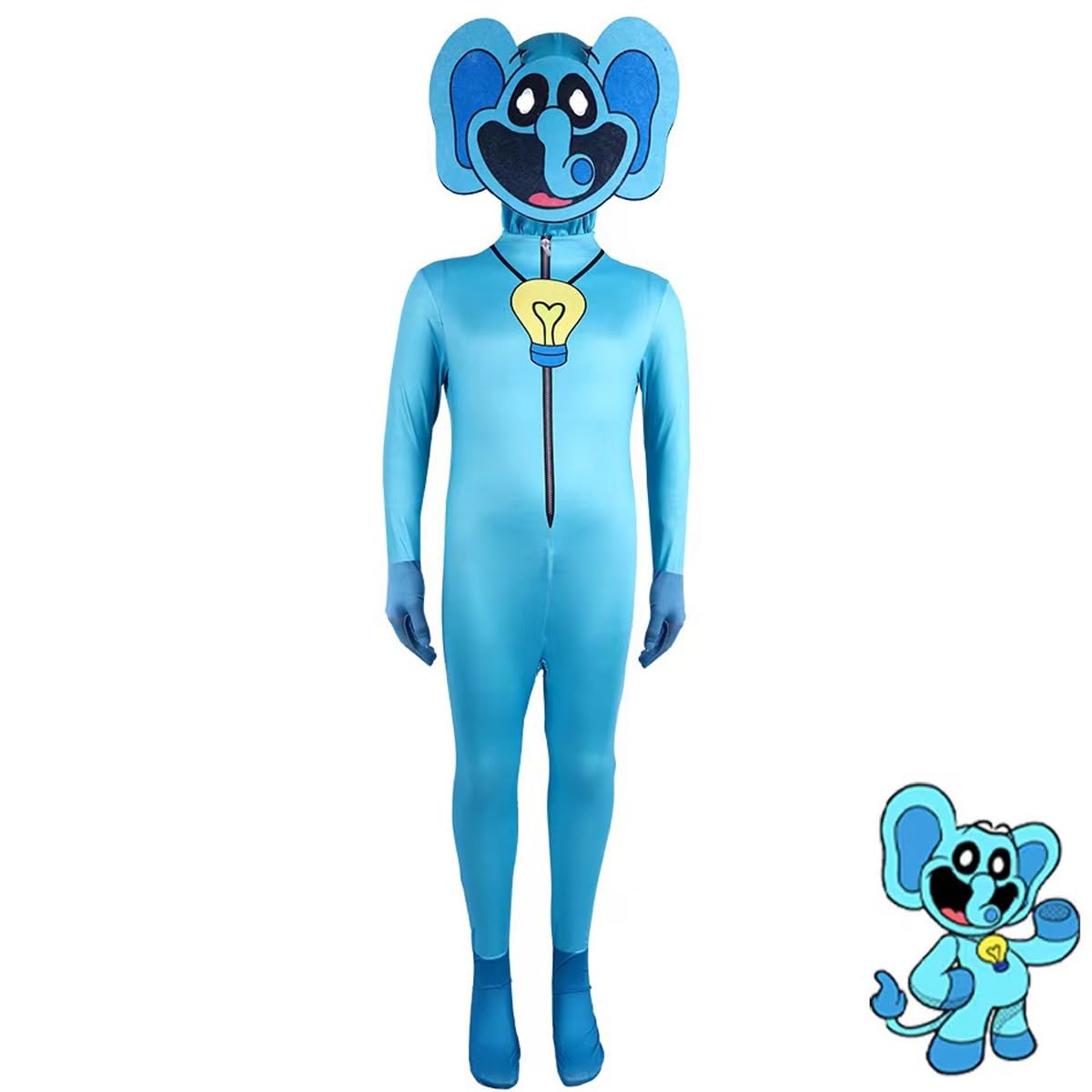 (110CM) Smiling Critters Costume Bubba Bubbaphant Cosplay Child Halloween Party Dress up With Head Cover Bodysuit