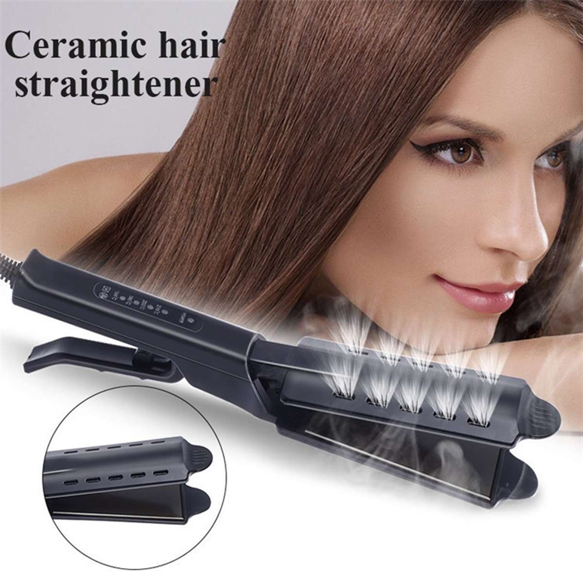 Hair Styling Tools Ceramic Tourmaline Ionic Flat Iron Hair Straightener, Steam Electric Splint Hair Straighteners