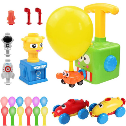Balloon Powered Car with Launch Pad Toys Air Inertia Balloon Pump Cars