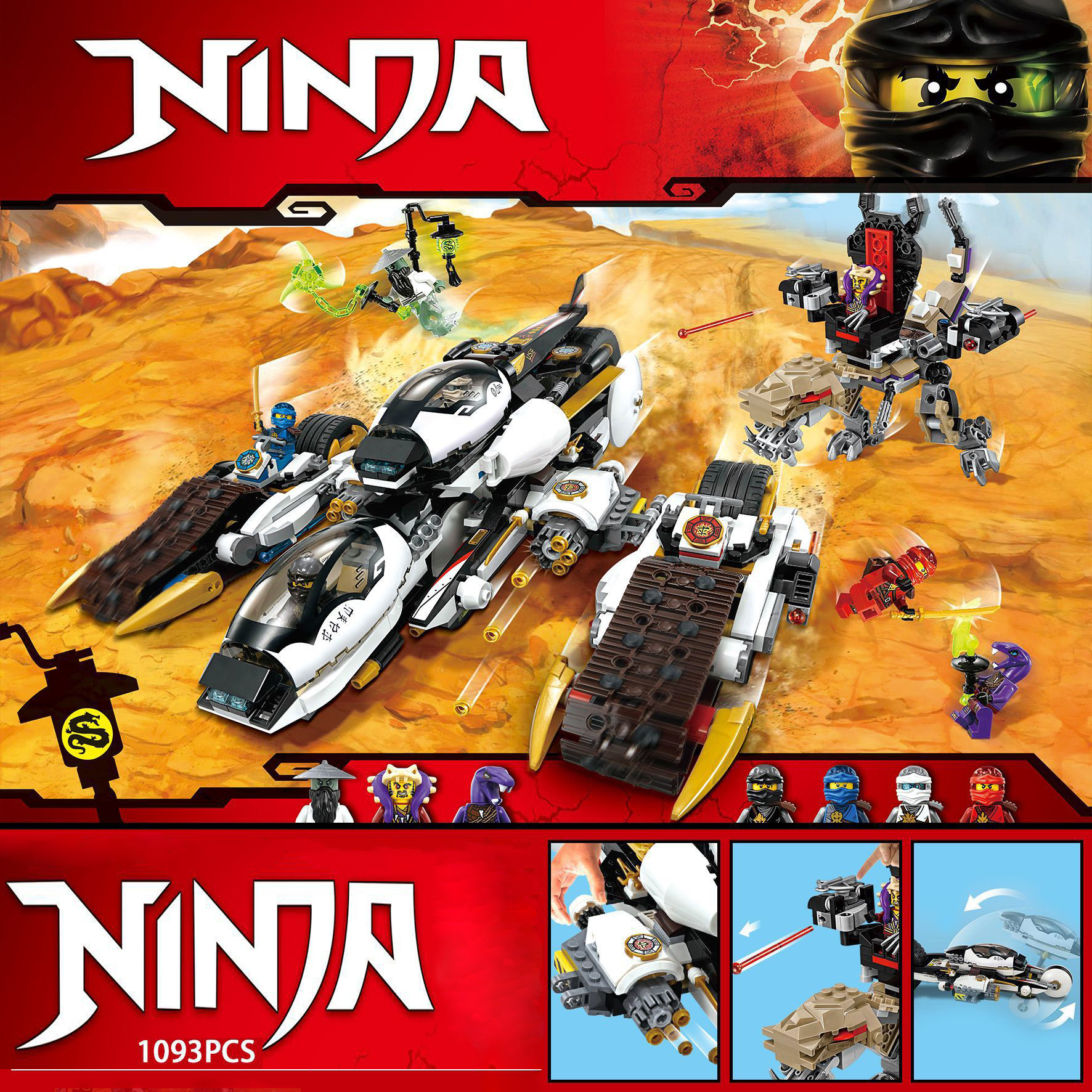 Ninja Series Ultra Stealth Raider Building Blocks 4 In 1 Brick Model Toys NINJAGO Transforming Car Toy Birthday Gifts Compatible with LEGO