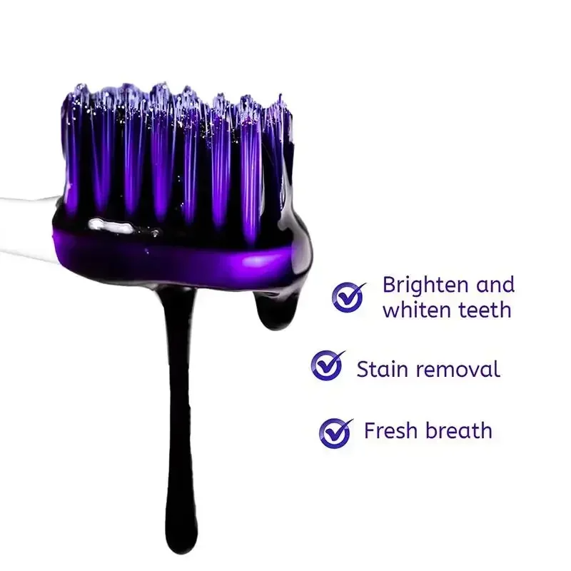 SMILEKIT V34 Purple Whitening Toothpaste Remove Smoke Stain Tartar Reduce Yellowing Care For Teeth Gums Fresh Breath Clean Oral Hygiene Teeth Care 30ml