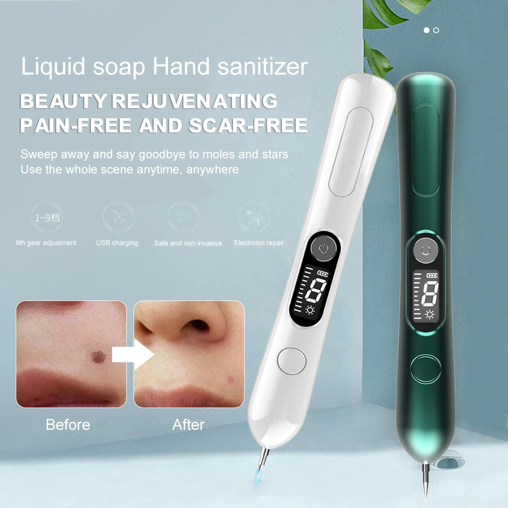 (White) Laser Plasma Pen Skin Tag Removal Mole Removal Freckles Warts Tattoo Dark Spot Removal LCD Multifunctional Beauty Tool Portable 9 Gears