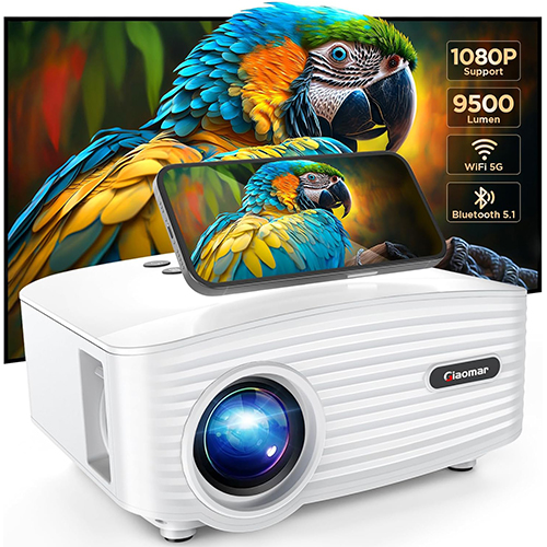 Mini Projector 9500 Lumens WiFi Projector Bluetooth 1080P Full HD Supported Portable Home Movie Theater Projector Compatible with iOS Android Phone TV Stick HDMI USB AV PS5