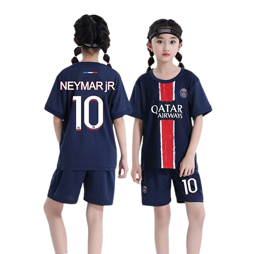 (Kids 16) Football Kits 24 25 PSG Home Neymar Number 10 Soccer Jersey Outdoor Fitness Training Running T-shirt Pants Suit with Socks Unisex Kids Adults Boys Youths Sports Uniforms