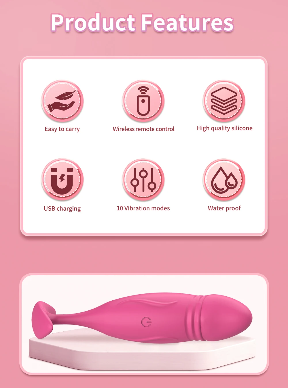 (Rose Red) Dildo Vibrator Butt Plug Anal Vibrator Men Prostate Massager Women G Spot Clitoral Stimulator Bullet Adult Masturbation Anal Toys Sex Toy Adult Product