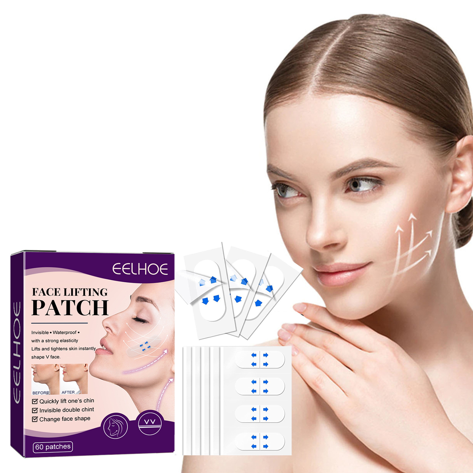 EELHOE V-lift Makeup invisiblAdhesive Tape Invisible Breathable Lift Face Sticker Lifting Tighten Chin