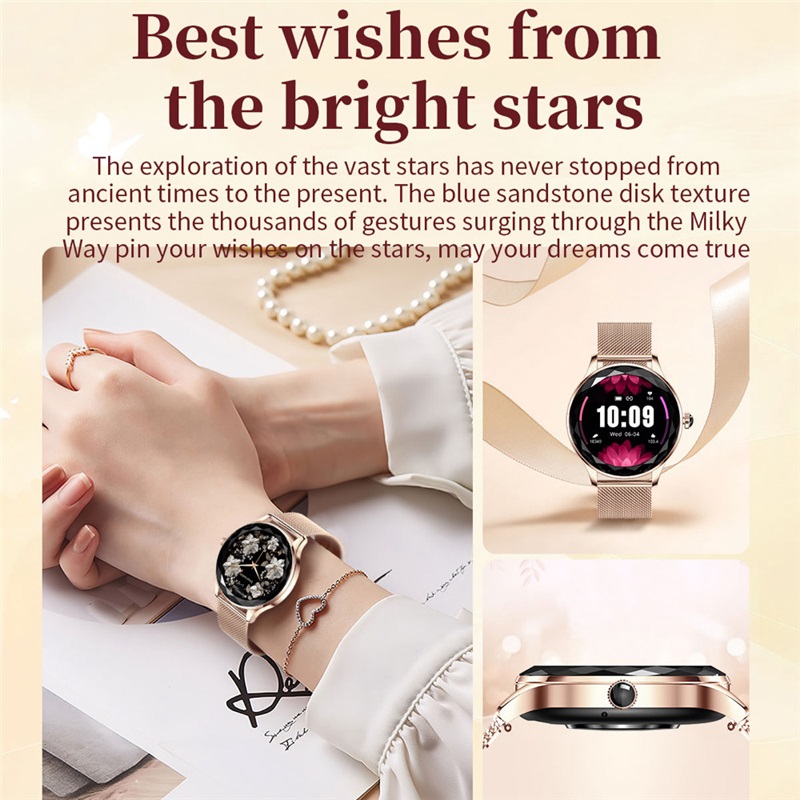 Women Fashion Blue Tooth Call Heart Rate Health Smart Watch