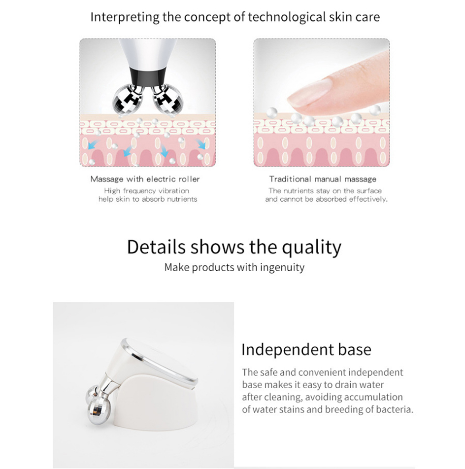 (Sliver) EMS Facial Massager Roller 5 in 1 Electric Facial Beauty Device Face Lifting Machine Roller Skin Rejuvenation Skin Tightening Skin Care Beauty Tool