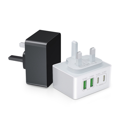 40W UK Plug 4-Port Fast USB-C+USB-A Charger Dual Port PD Power Adapter Wall Charger