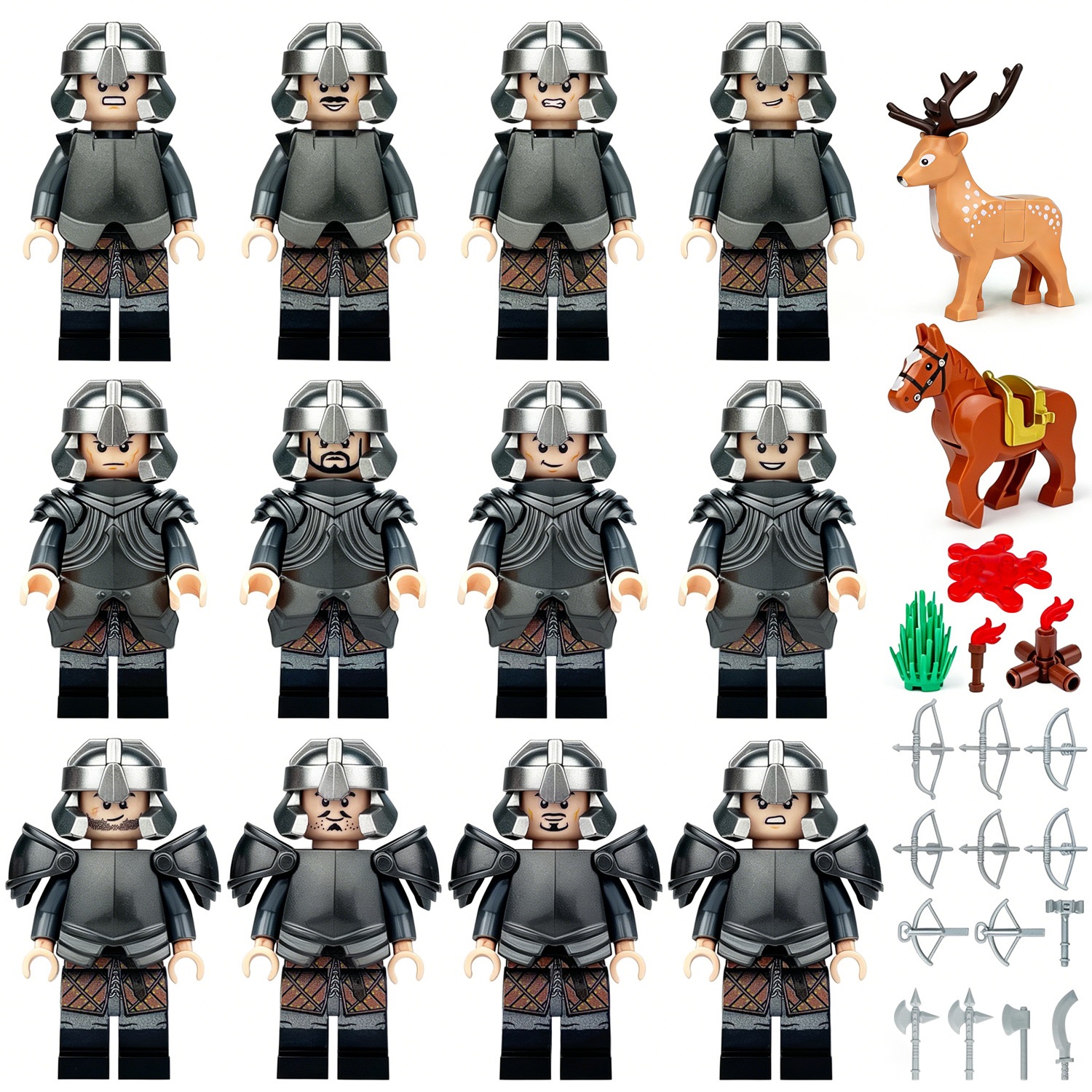 Building Blocks Set Werewolf Corps Hunting Soldiers Minifigure Toy Collection Set with Multiple Military Weapons Accessories