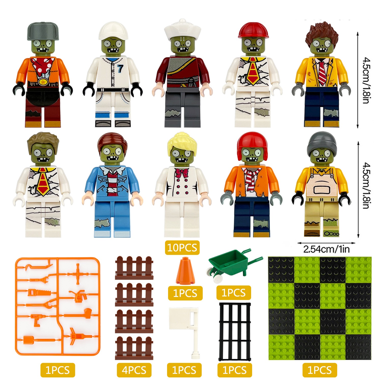(Style C) Plants V.S. Zombies Mini Figures Role Play Toys Building Blocks Collection Series Educational Toys Gifts for Boys and Girls