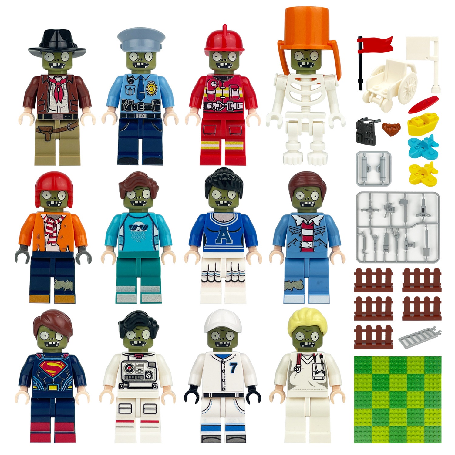 (Style C) Plants V.S. Zombies Mini Figures Role Play Toys Building Blocks Collection Series Educational Toys Gifts for Boys and Girls