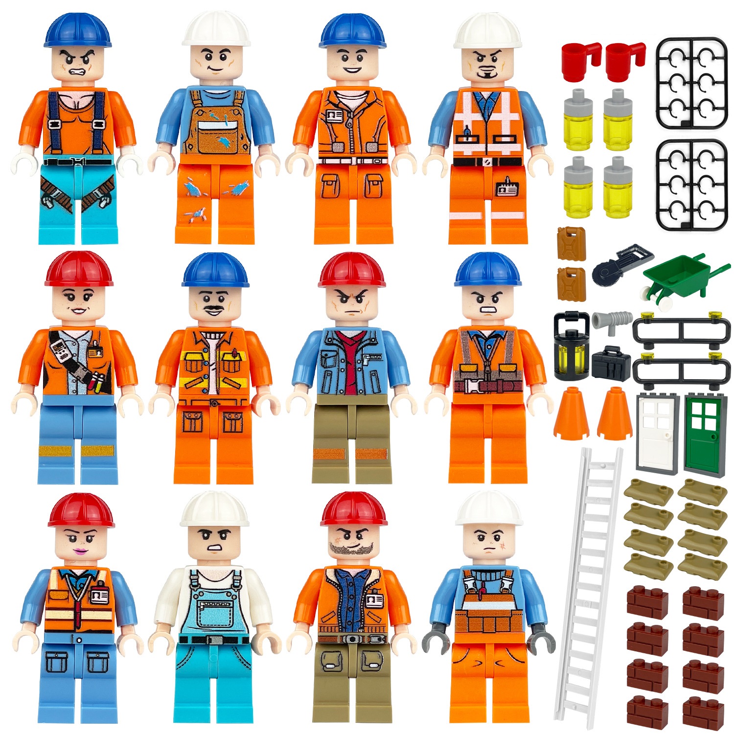 (Style B) Engineer Mini Figures Toy Building Blocks Set DIY Construction Collection Stimulate Interest Role Play Decoration and Gifts for Kids