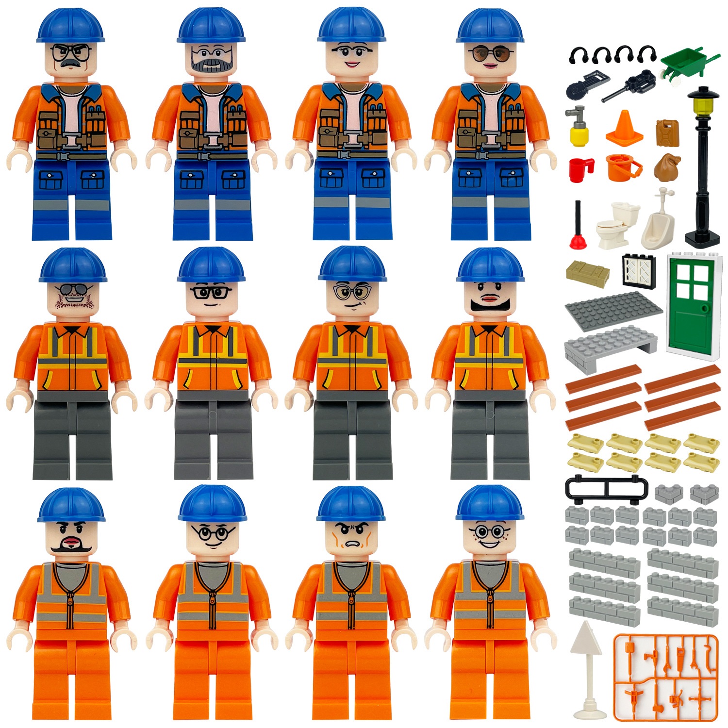(Style B) Engineer Mini Figures Toy Building Blocks Set DIY Construction Collection Stimulate Interest Role Play Decoration and Gifts for Kids