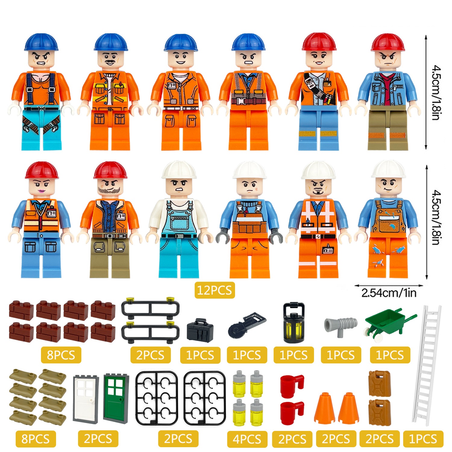 (Style B) Engineer Mini Figures Toy Building Blocks Set DIY Construction Collection Stimulate Interest Role Play Decoration and Gifts for Kids