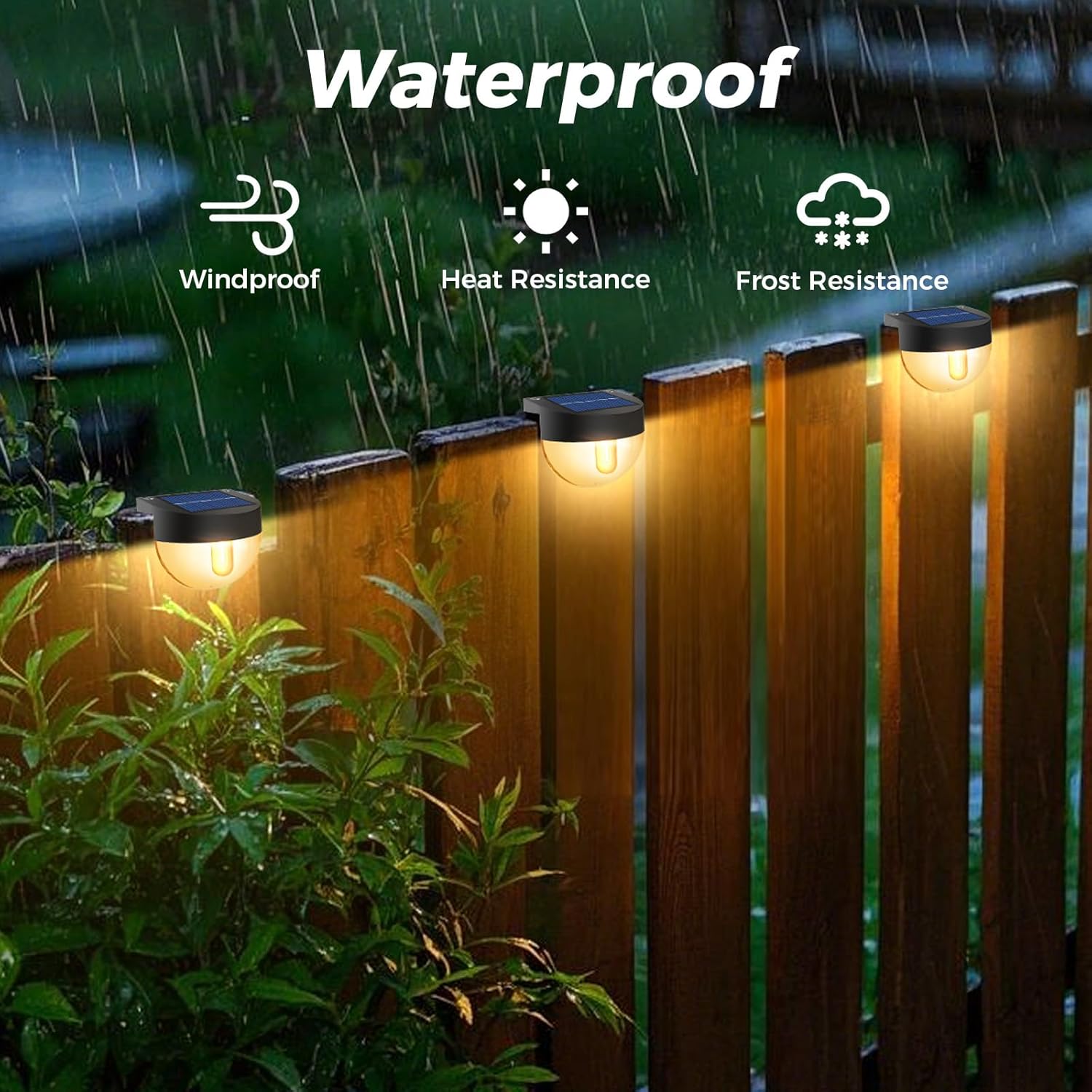 (8 pcs) Solar Fence Lights Outdoor Garden 8 Pack Retro Deck Lights with Edison LED Blub Waterproof Step Solar Powered Outdoor for Stairs Yard Decking Patio Warm White