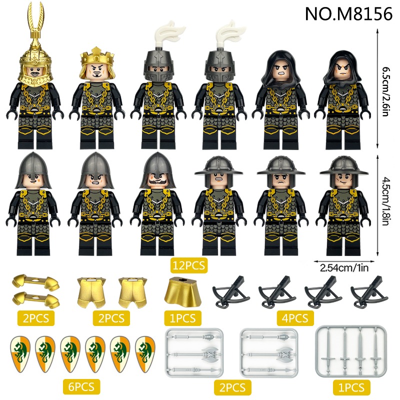 Mini Figures Humanoid Doll Green Dragon Knight Building Blocks Children Assemble Small Particle Doll Bows and Arrows