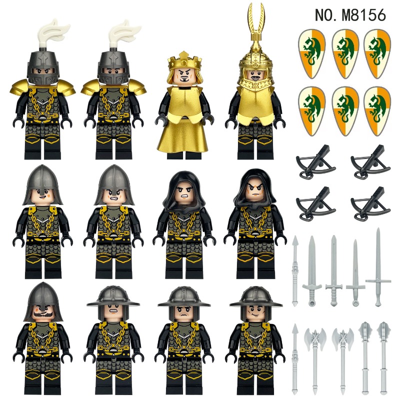 Mini Figures Humanoid Doll Green Dragon Knight Building Blocks Children Assemble Small Particle Doll Bows and Arrows