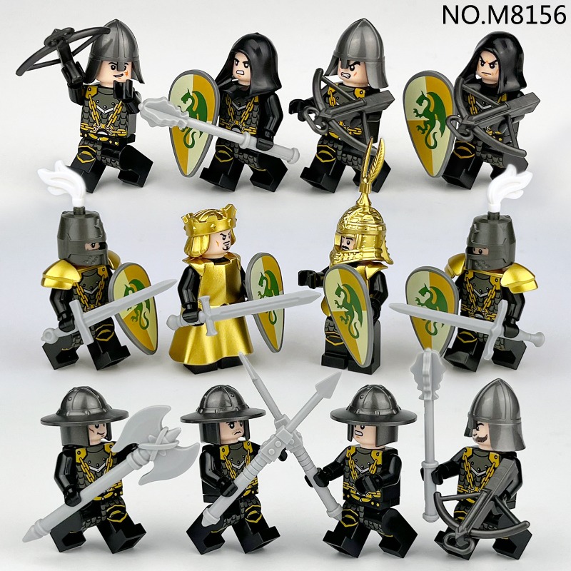 Mini Figures Humanoid Doll Green Dragon Knight Building Blocks Children Assemble Small Particle Doll Bows and Arrows