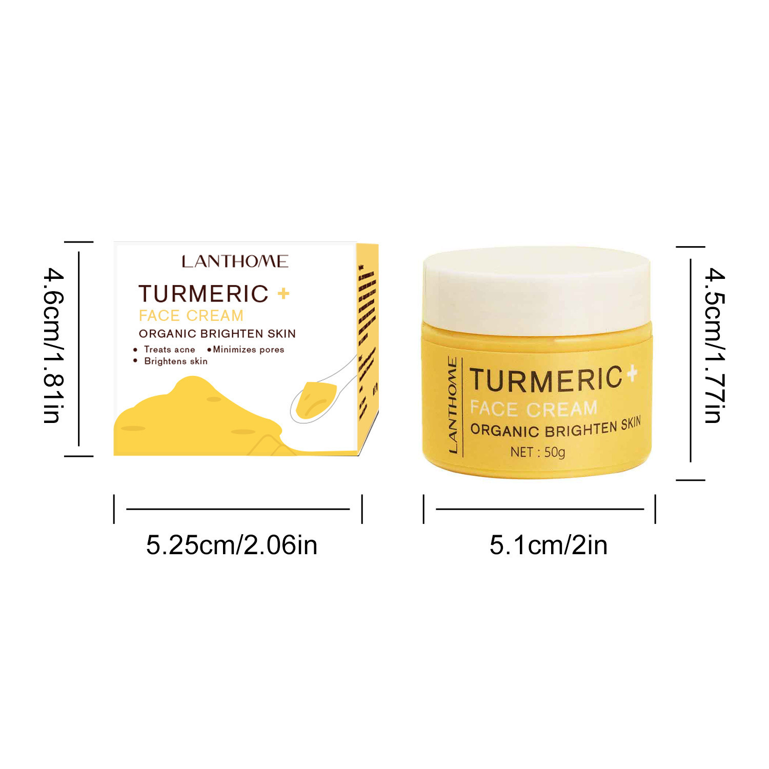 Turmeric Cream Brightening Soothing Repair Anti Aging Firming Moisturising Lotion for Daily Home Care Natural 50g